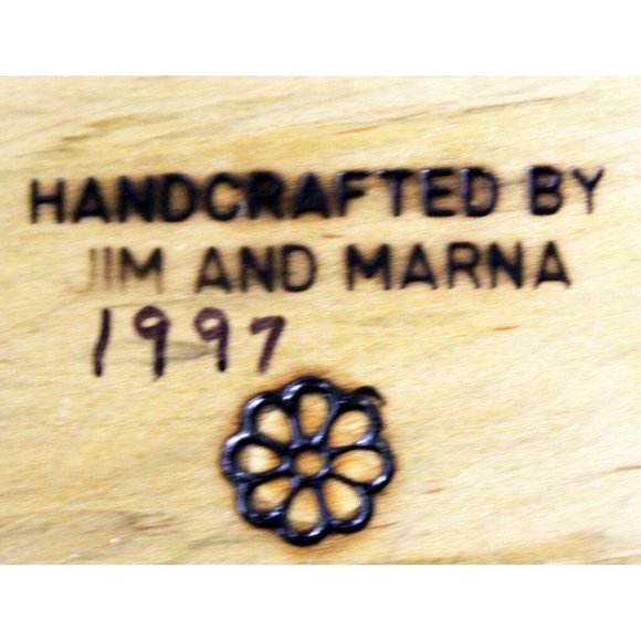 Vtg 1997 Wooden Carved Trinket Bowl Dish Candy Jim Marna Handcrafted Modern West - Picture 7 of 12